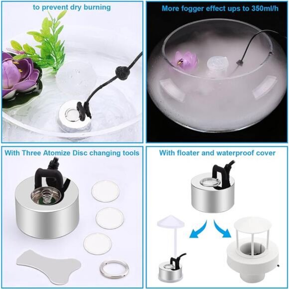 350ml/H Mist Maker Metal Fogger Atomizer for Water Fountain Pot Rockery Sink - Picture 6 of 7